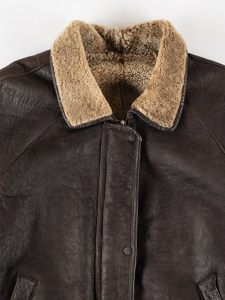 Vintage 80's Men Sheepskin Coat in BlackVN648
