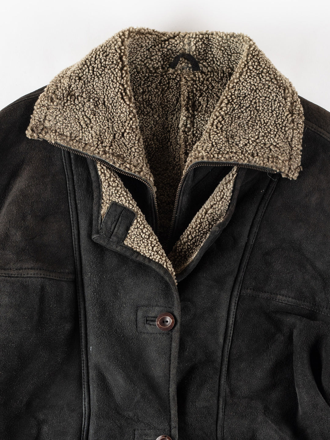 Vintage 80's Women Sheepskin Coat in BlackMN470