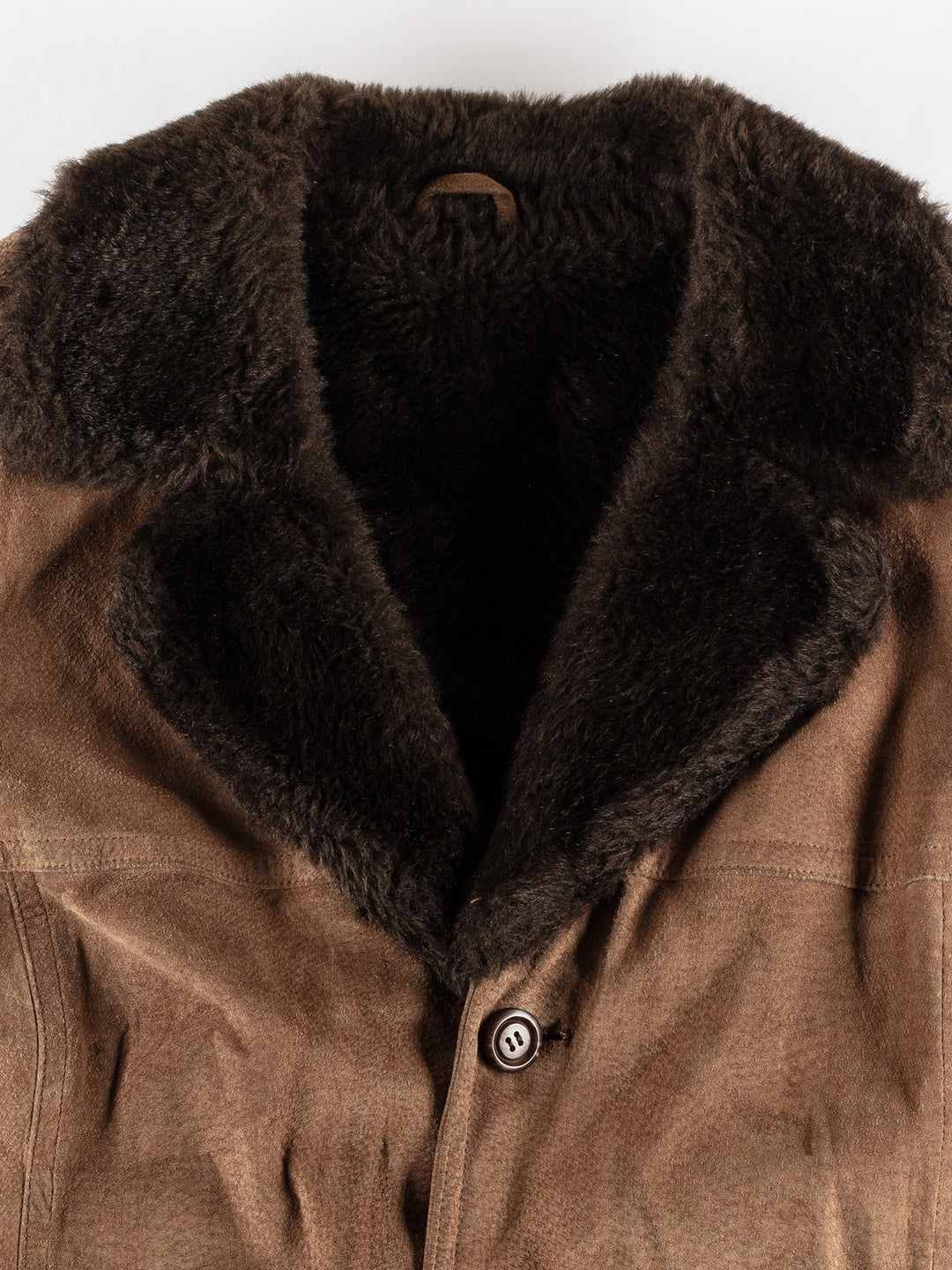 Vintage 70's Men Faux Sheepskin Coat in BrownVN439