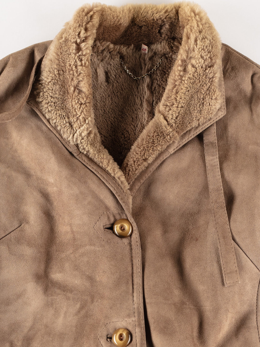 Vintage 80's Women Sheepskin Coat in BeigeMN641