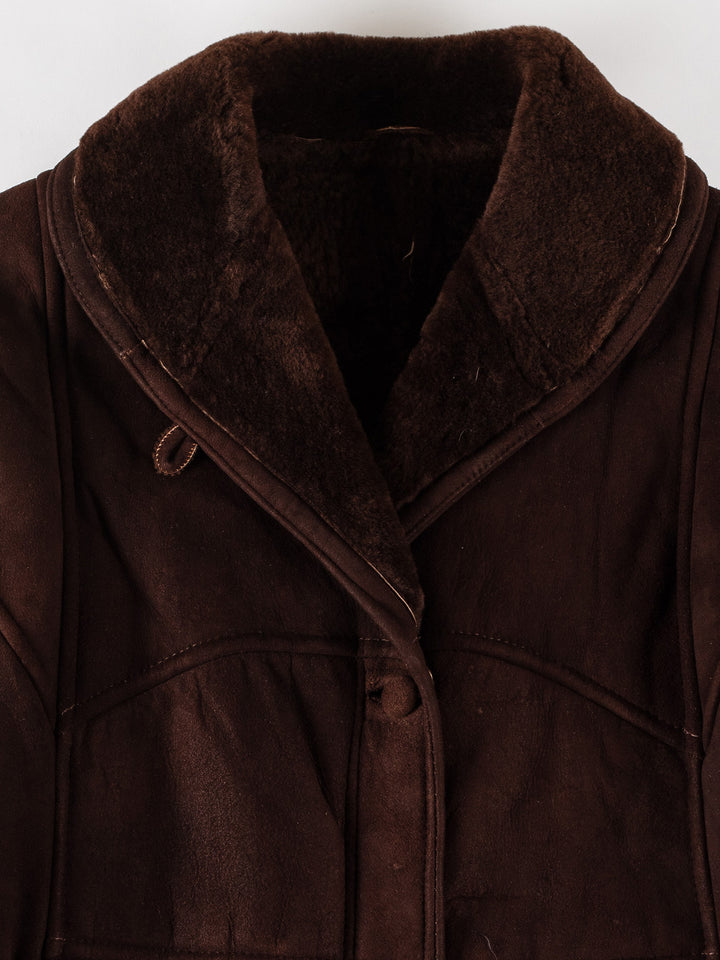 Vintage 80's Women Sheepskin Coat in BrownMN740