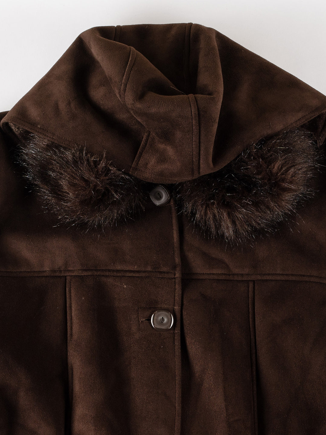 Vintage 80's Women Faux Sheepskin Coat in BrownMN542