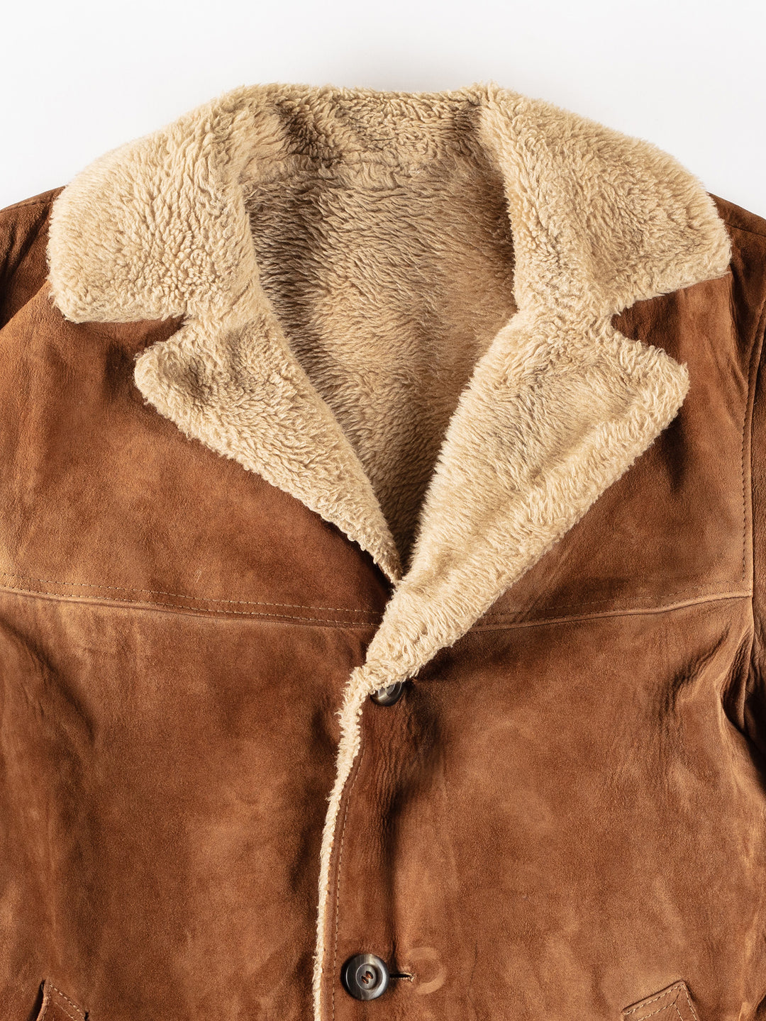 Vintage 80's Men Faux Sheepskin Coat in BrownVN329