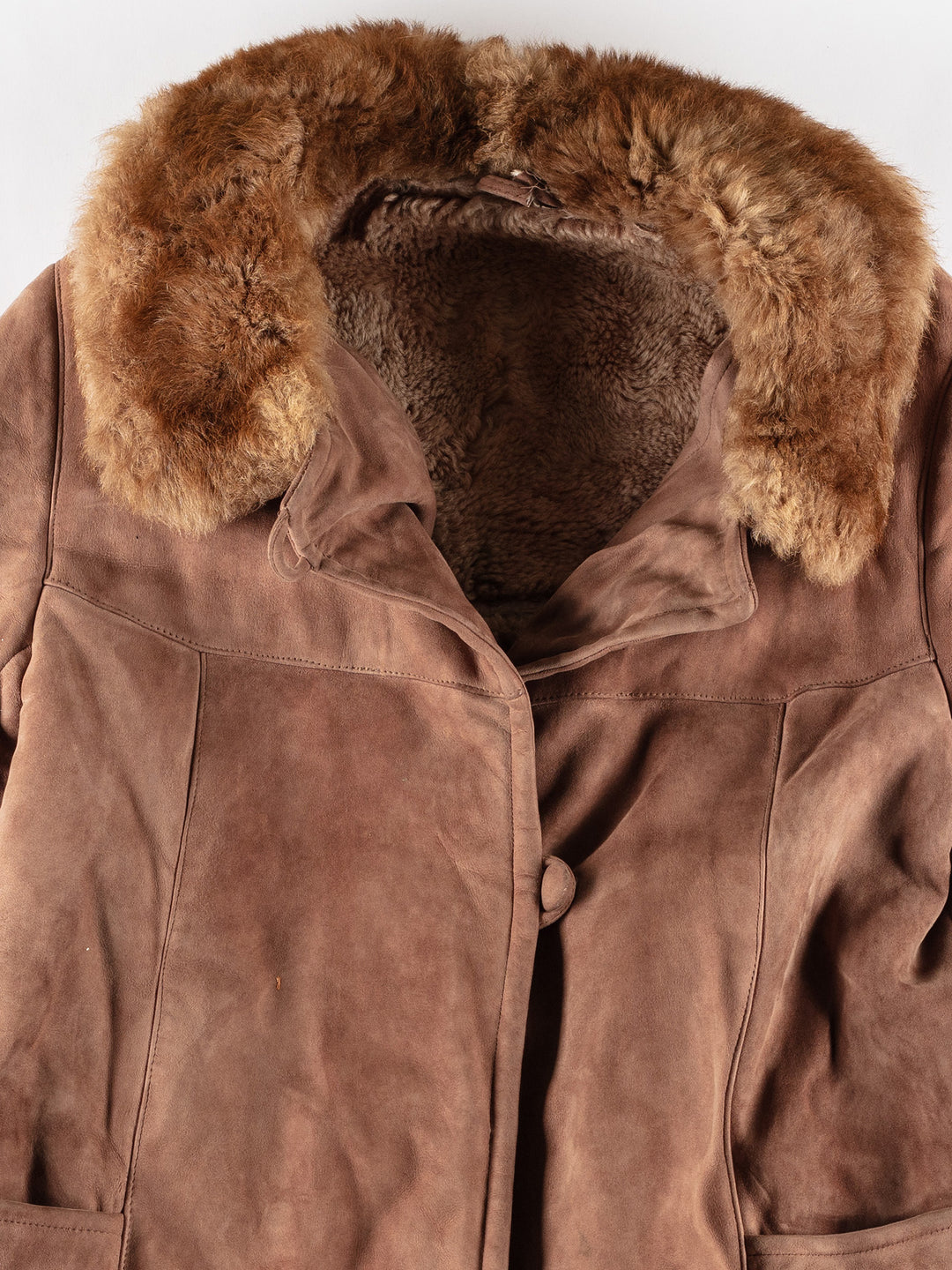Vintage 80's Women Sheepskin Coat in BrownMN500