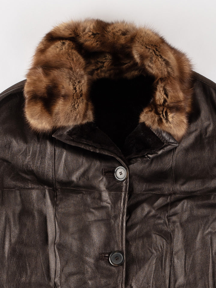 Vintage 80's Women Sheepskin Coat in BrownMN632