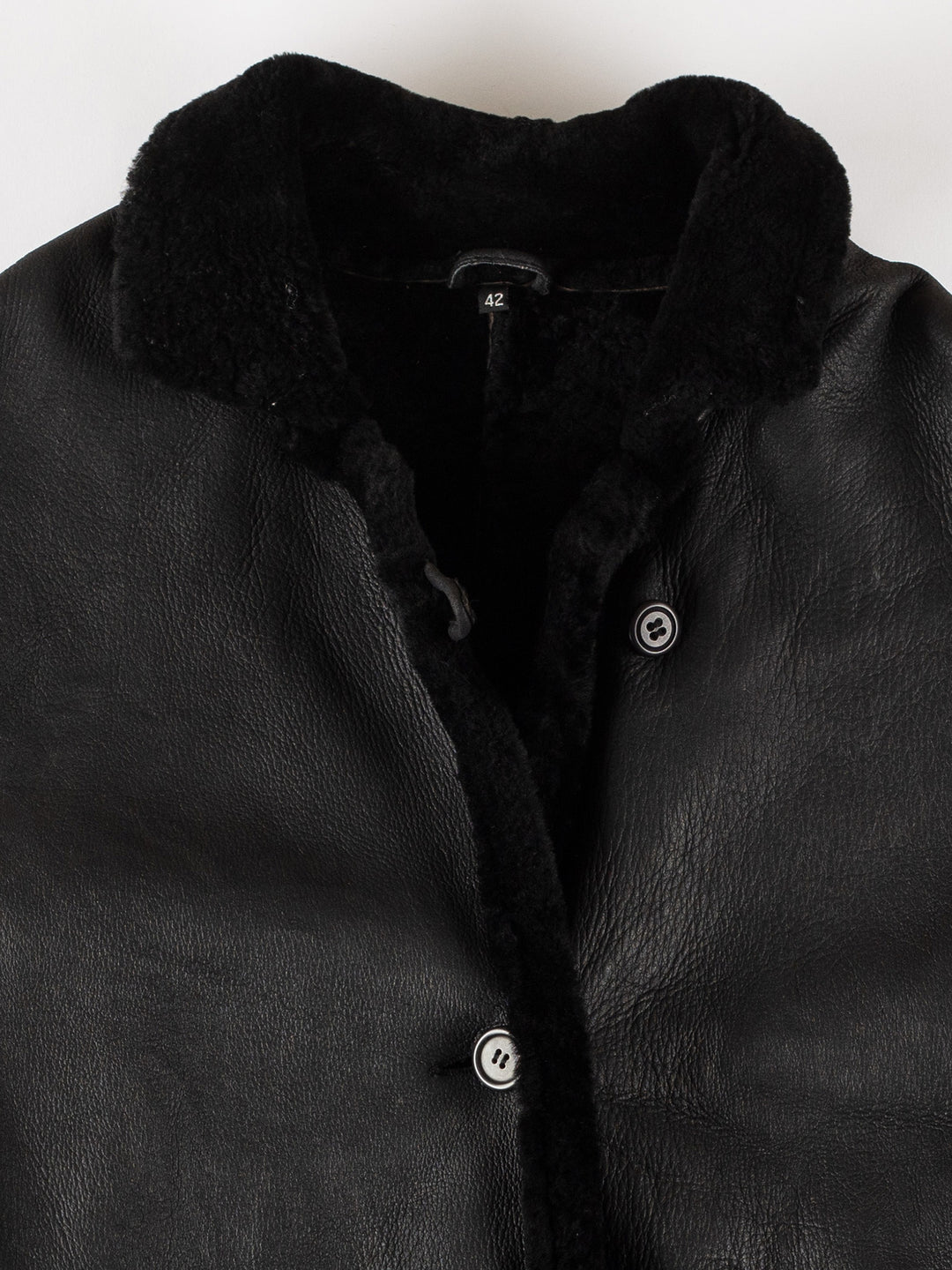 Vintage 80's Women Sheepskin Coat in BlackMN716
