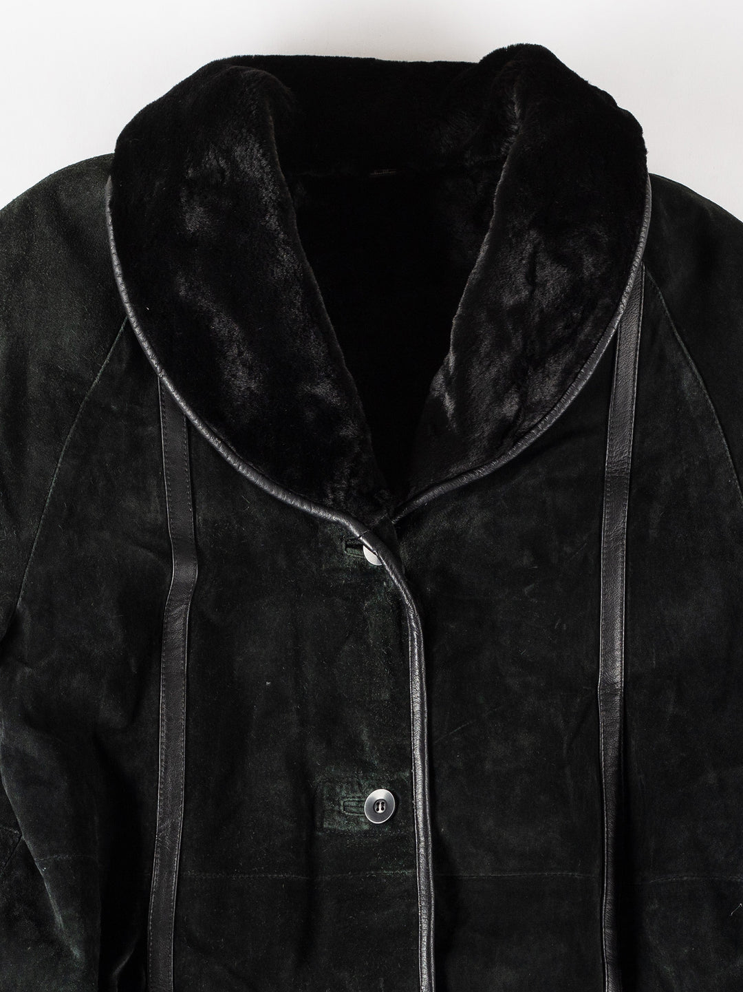 Vintage 80's Women Faux Sheepskin Coat in BlackMN364