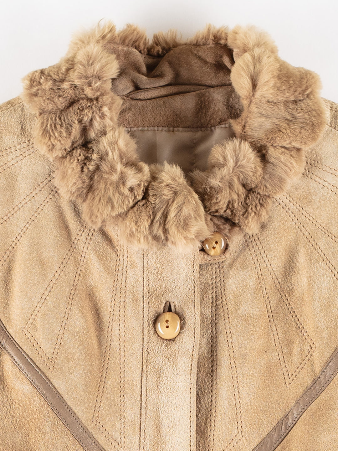 Vintage 70's Women Suede Coat in BeigeMN813