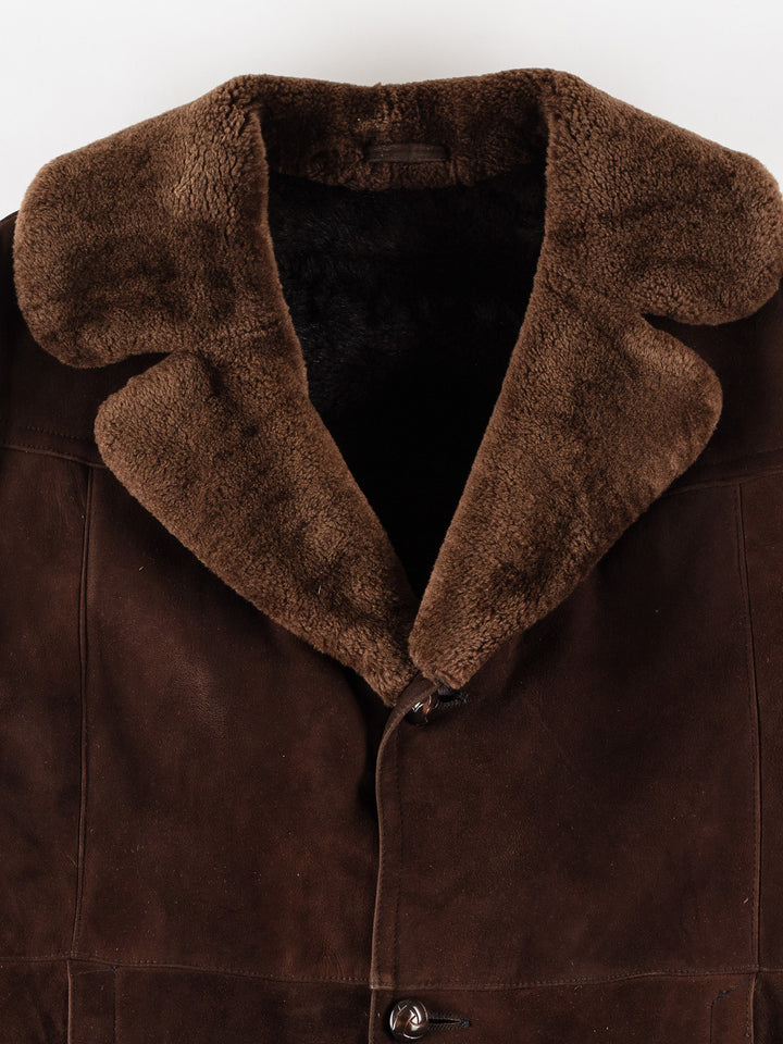 Vintage 70's Men Sheepskin Coat in BrownVN722