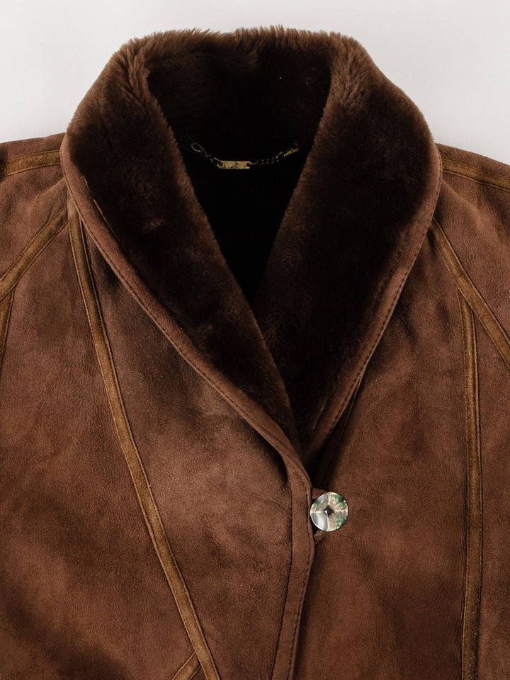 Vintage 80's Women Sheepskin Coat in BrownMN724Free Text