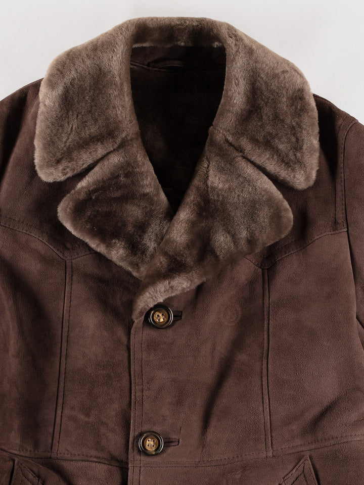Vintage 70's Men Sheepskin Coat in BrownVN628