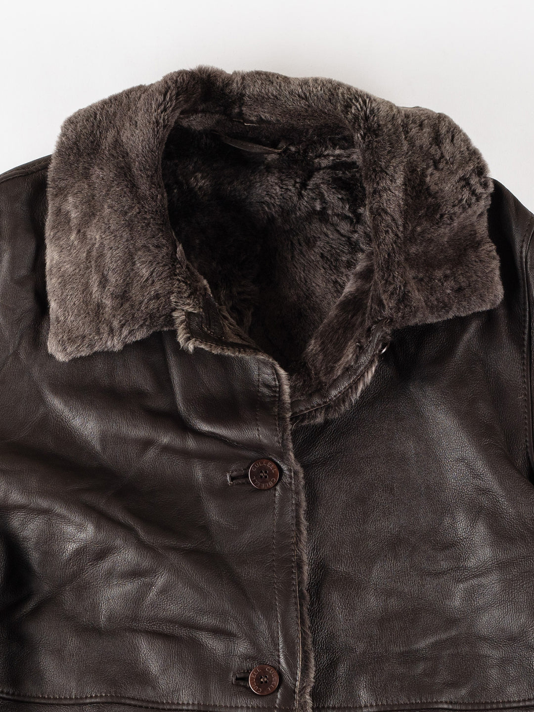 Vintage 80's Women Sheepskin Jacket in BrownMN362
