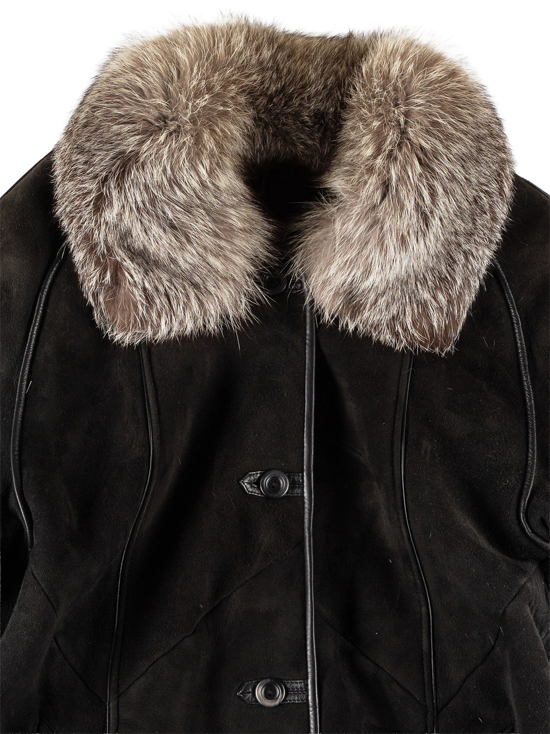 Vintage 80's Women Sheepskin Coat in BlackMN505