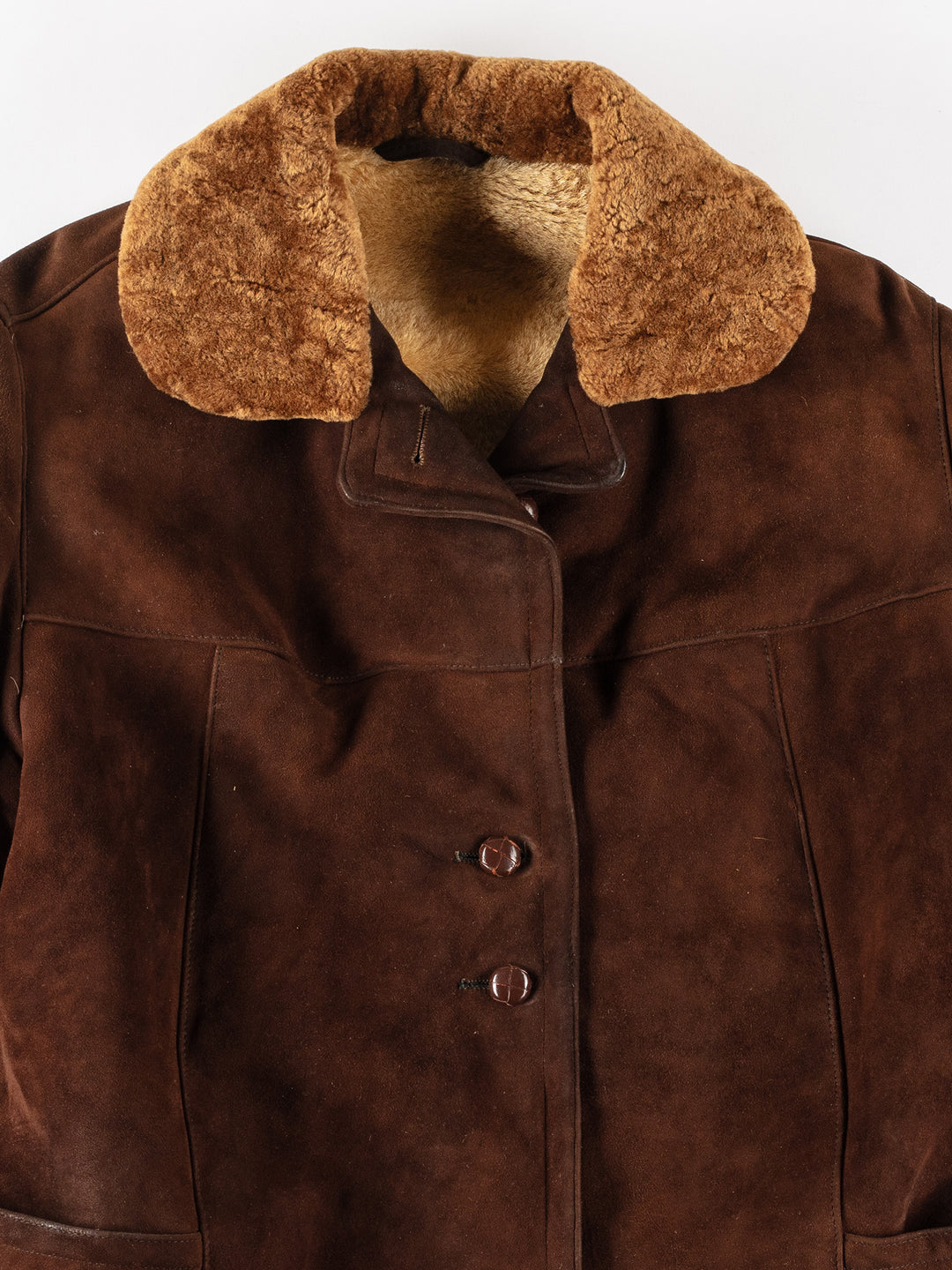 Vintage 80's Women Sheepskin Coat in BrownMN267