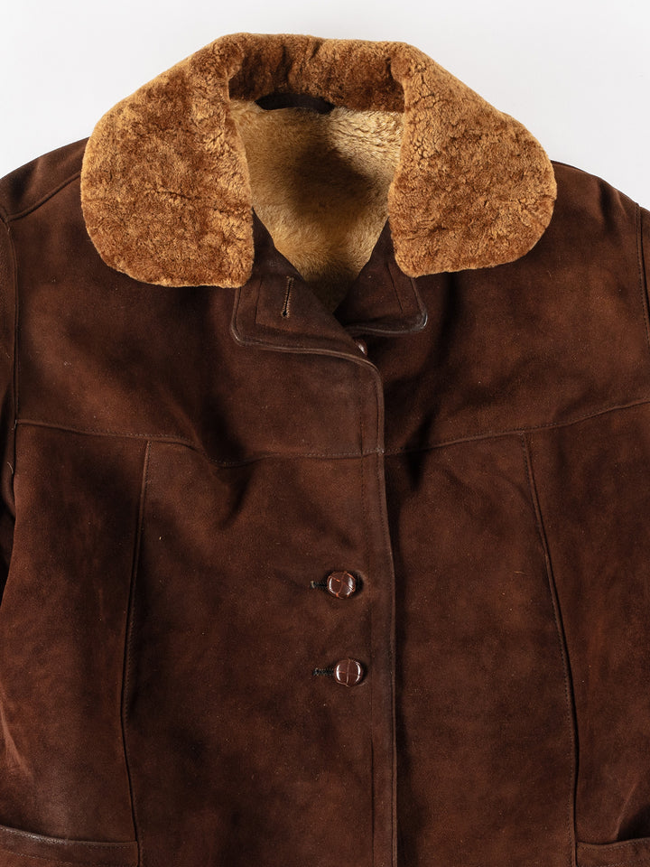 Vintage 80's Women Sheepskin Coat in BrownMN267