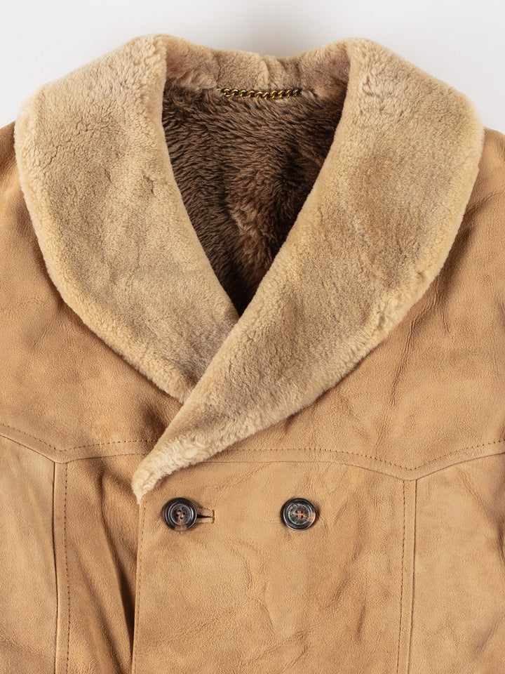 Vintage 70's Men Faux Sheepskin Coat in BeigeVN562