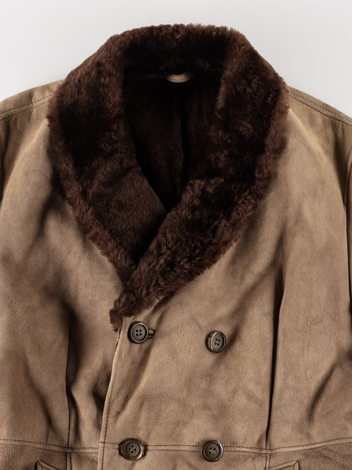 Vintage 70's Men Sheepskin Coat in BeigeVN567