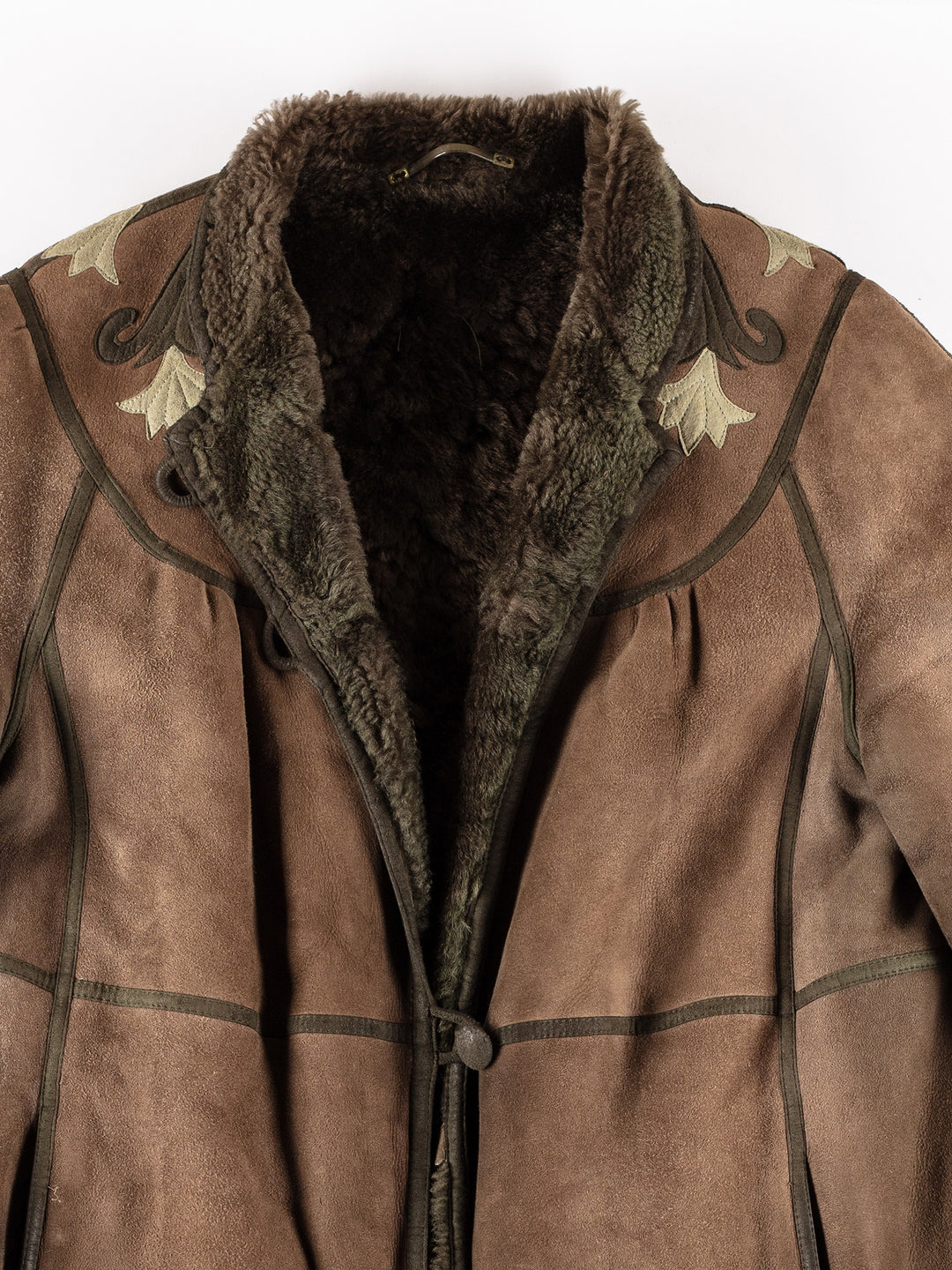 Vintage 80's Women Sheepskin Coat in KhakiMN336