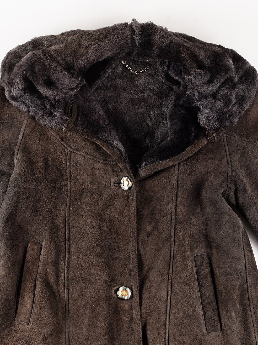 Vintage 80's Women Sheepskin Coat in BrownMN301