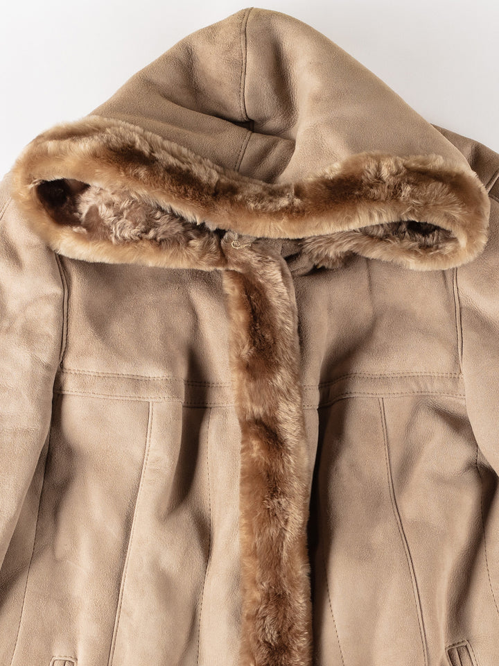Vintage 80's Women Sheepskin Coat in BeigeMN545