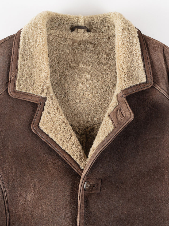 Vintage 80's Men Sheepskin Coat in BrownVN273