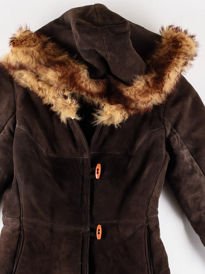 Vintage 70's Women Sheepskin Coat in BrownMN496