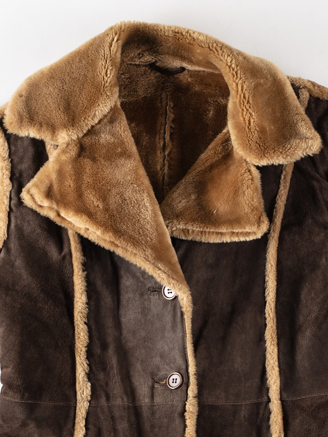 Vintage 70's Women Faux Sheepskin Coat in BrownMN344