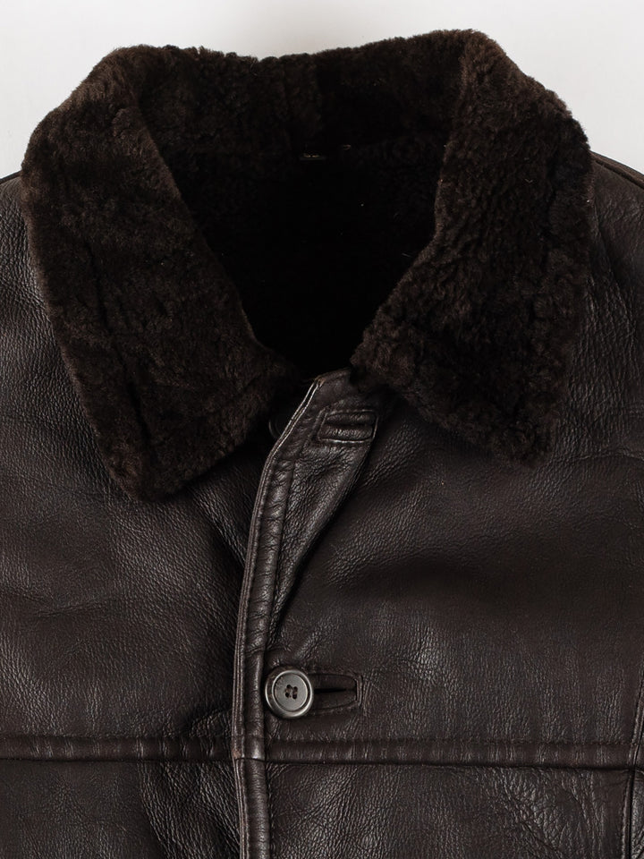 Vintage 80's Men Sheepskin Coat in BrownVN774