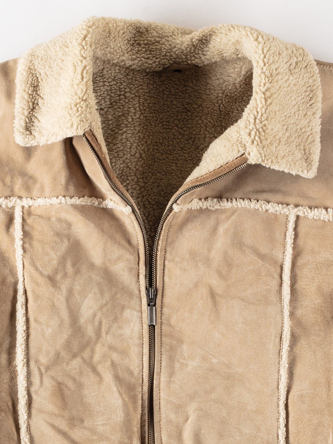 Vintage 90's Men Faux Sheepskin Jacket in BeigeVN379