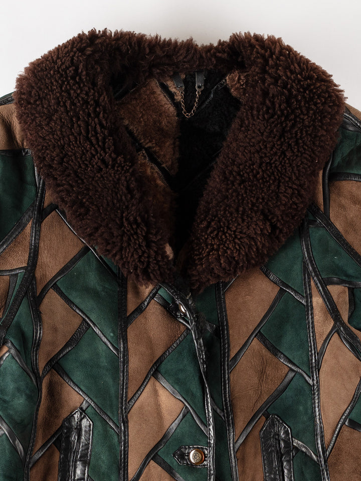 Vintage 80's Women Sheepskin Coat in GreenMN569