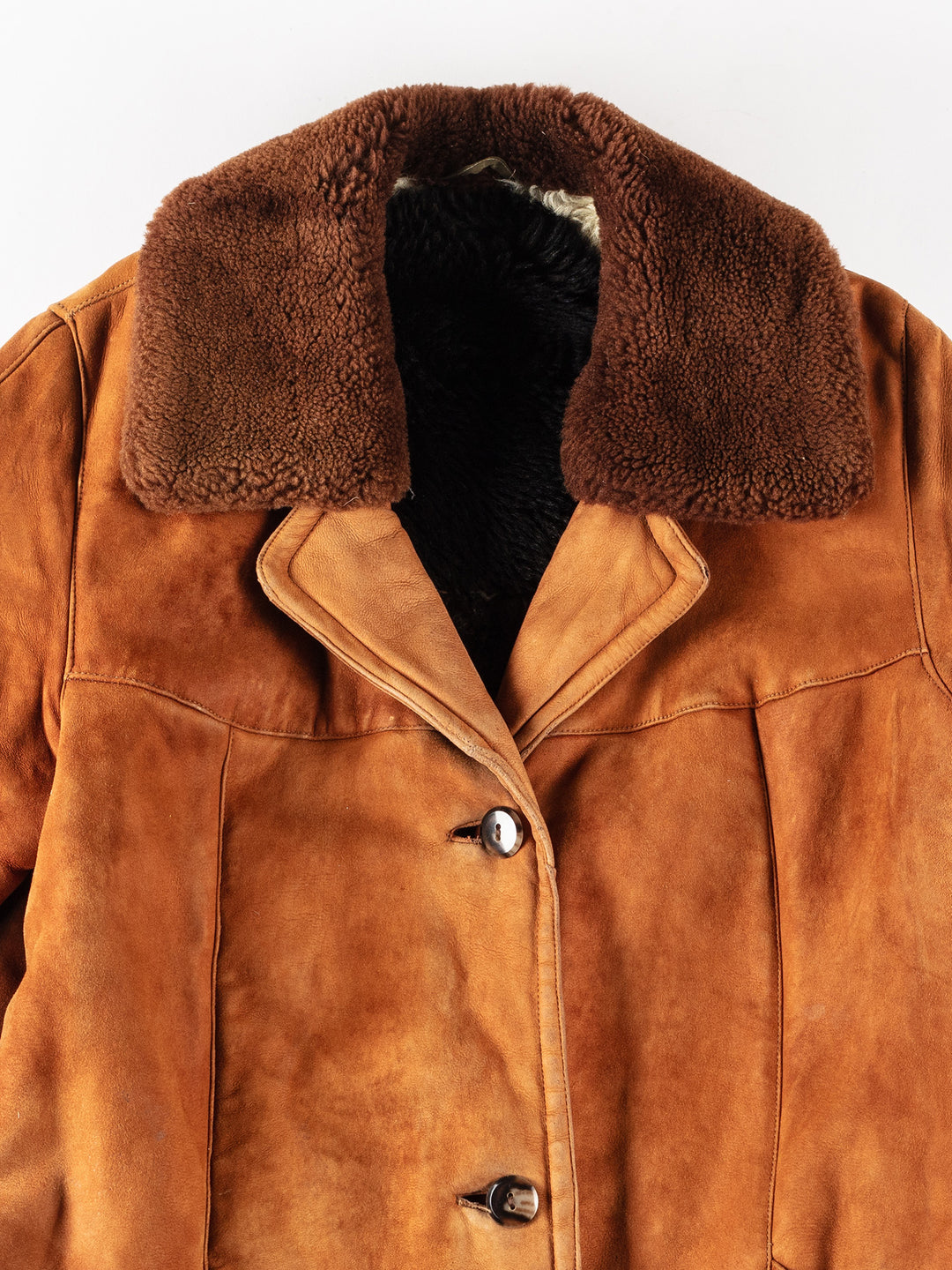 Vintage 80's Women Sheepskin Coat in OrangeMN308