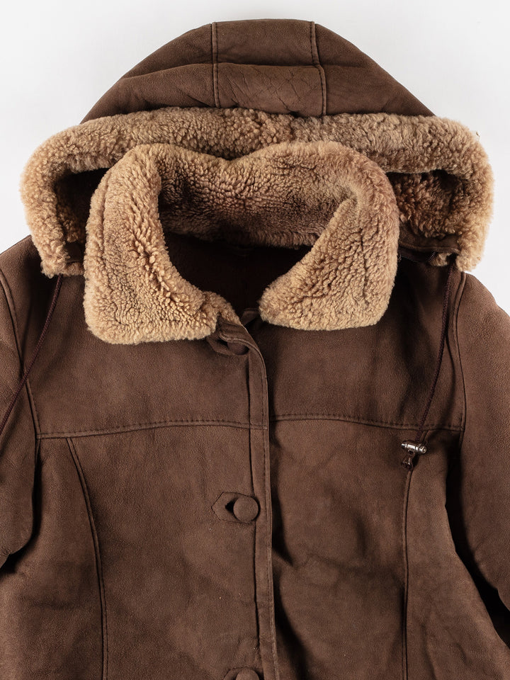 Vintage 70's Women Sheepskin Coat in BrownMN789