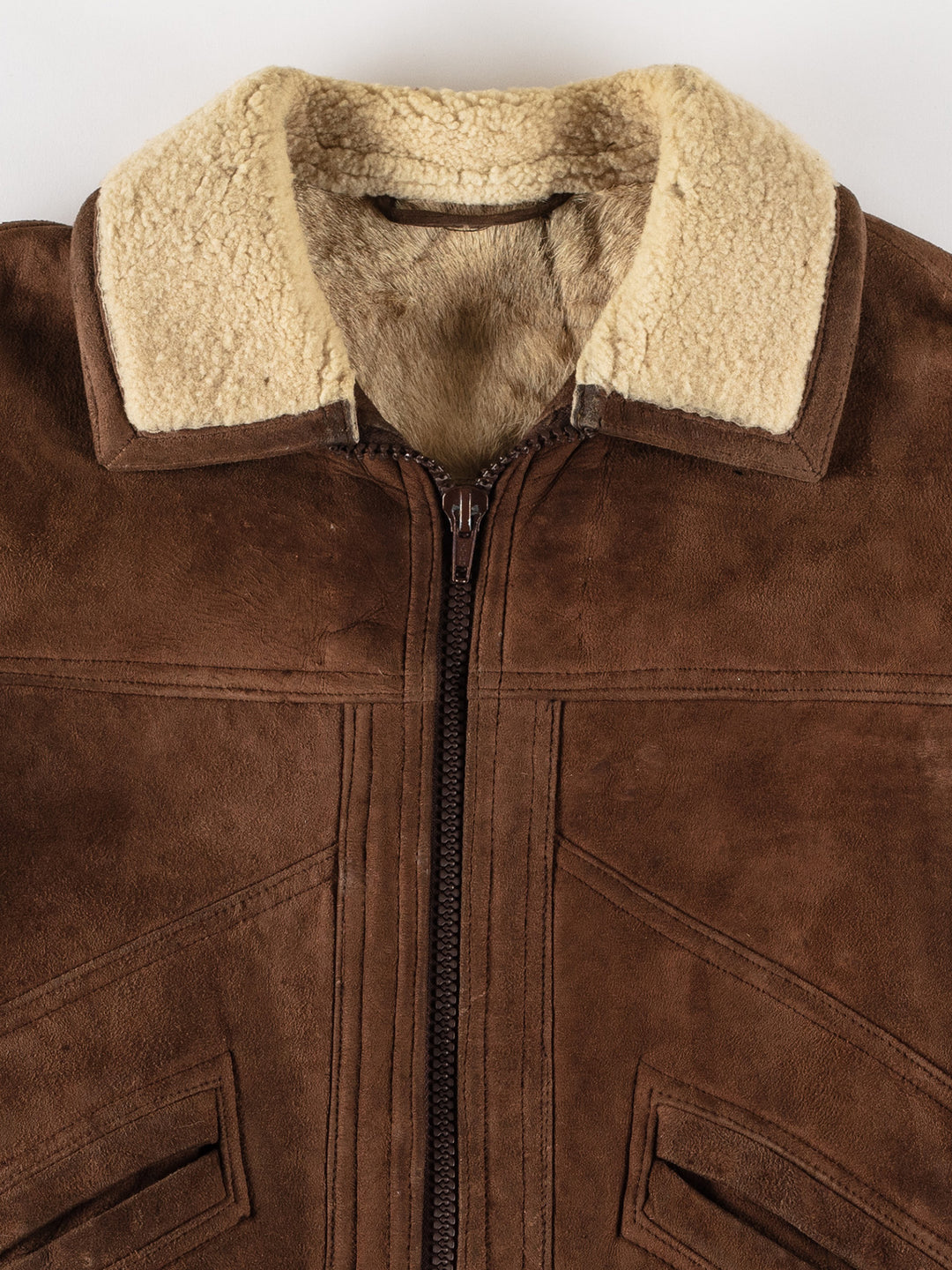 Vintage 80's Men Sheepskin Jacket in BrownVN689