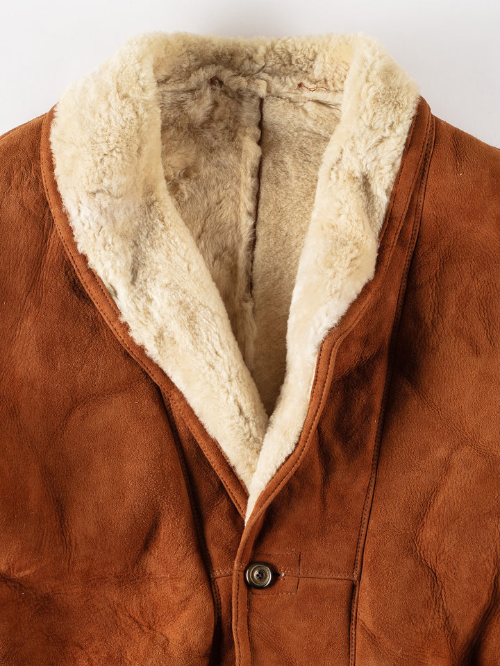Vintage 80's Men Sheepskin Coat in BrownVN424