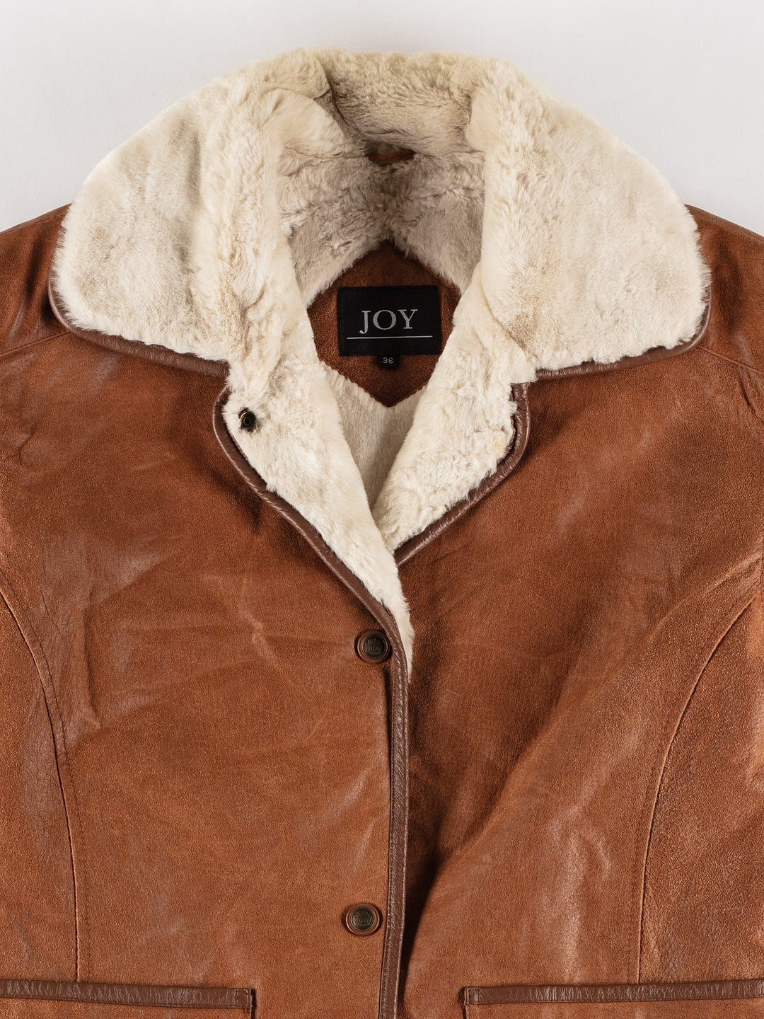 Vintage 80's Women Faux Sheepskin Coat in BrownMN358