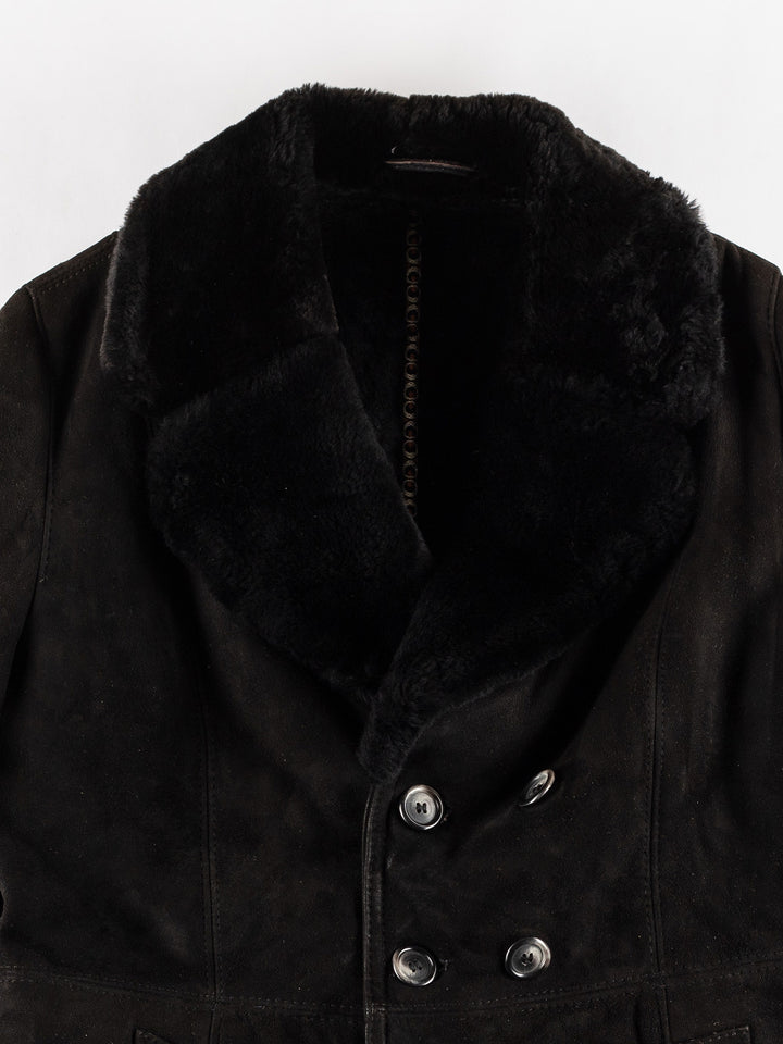 Vintage 70's Men Sheepskin Coat in BlackVN453