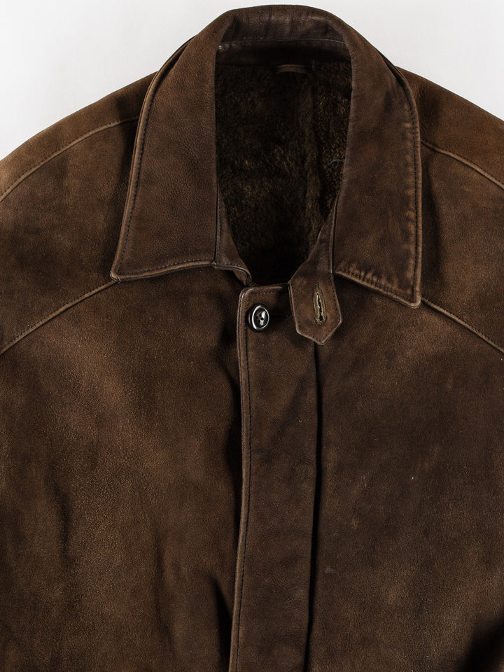 Vintage 80's Men Sheepskin Coat in BrownVN754