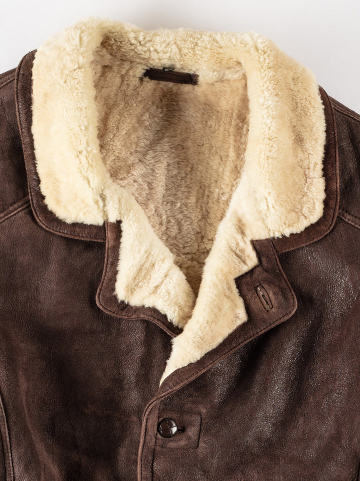 Vintage Men Sheepskin Coat in BrownVN509