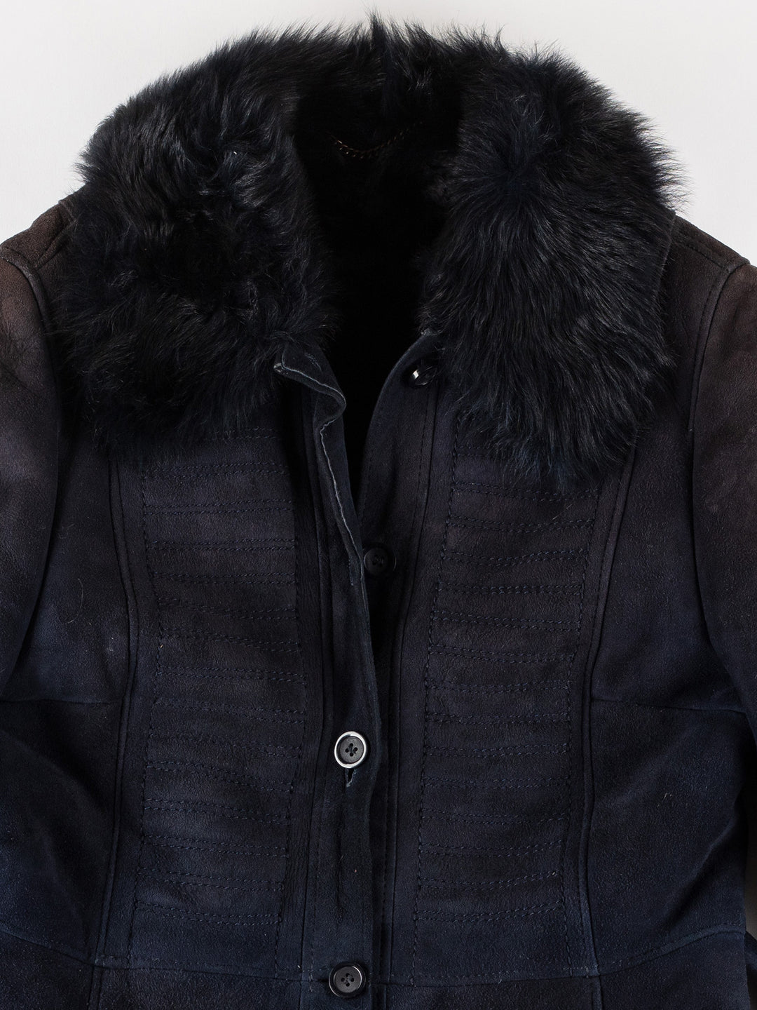 Vintage 70's Women Sheepskin Coat in BlueMN660