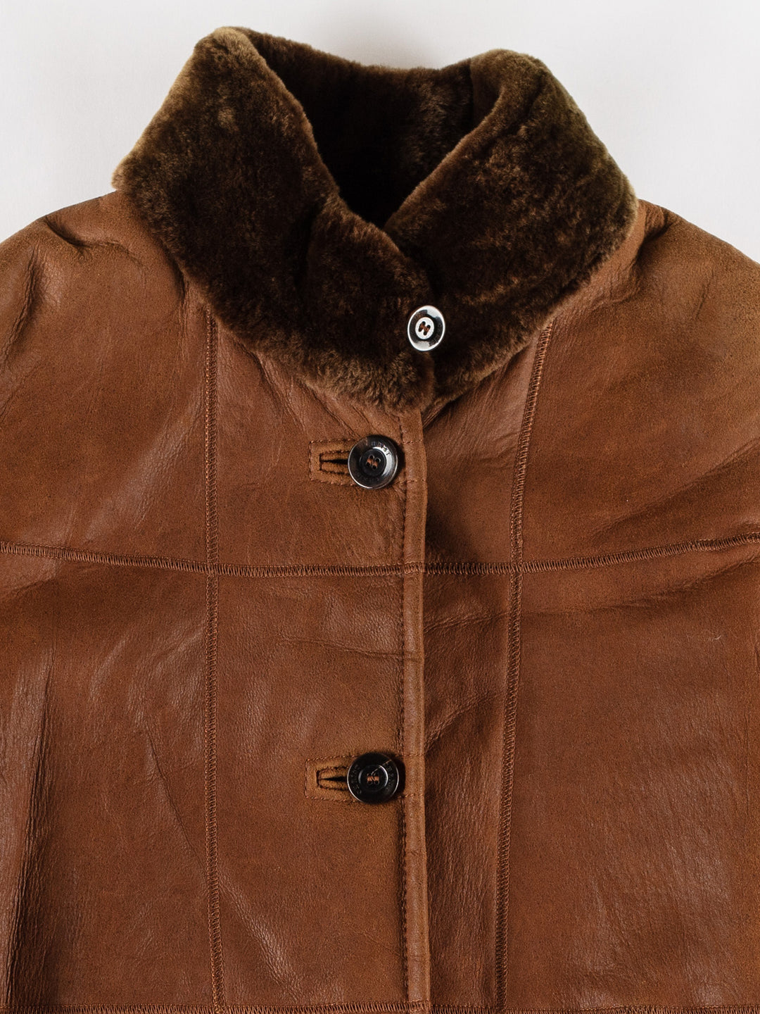 Vintage 80's Women Sheepskin Coat in BrownMN749