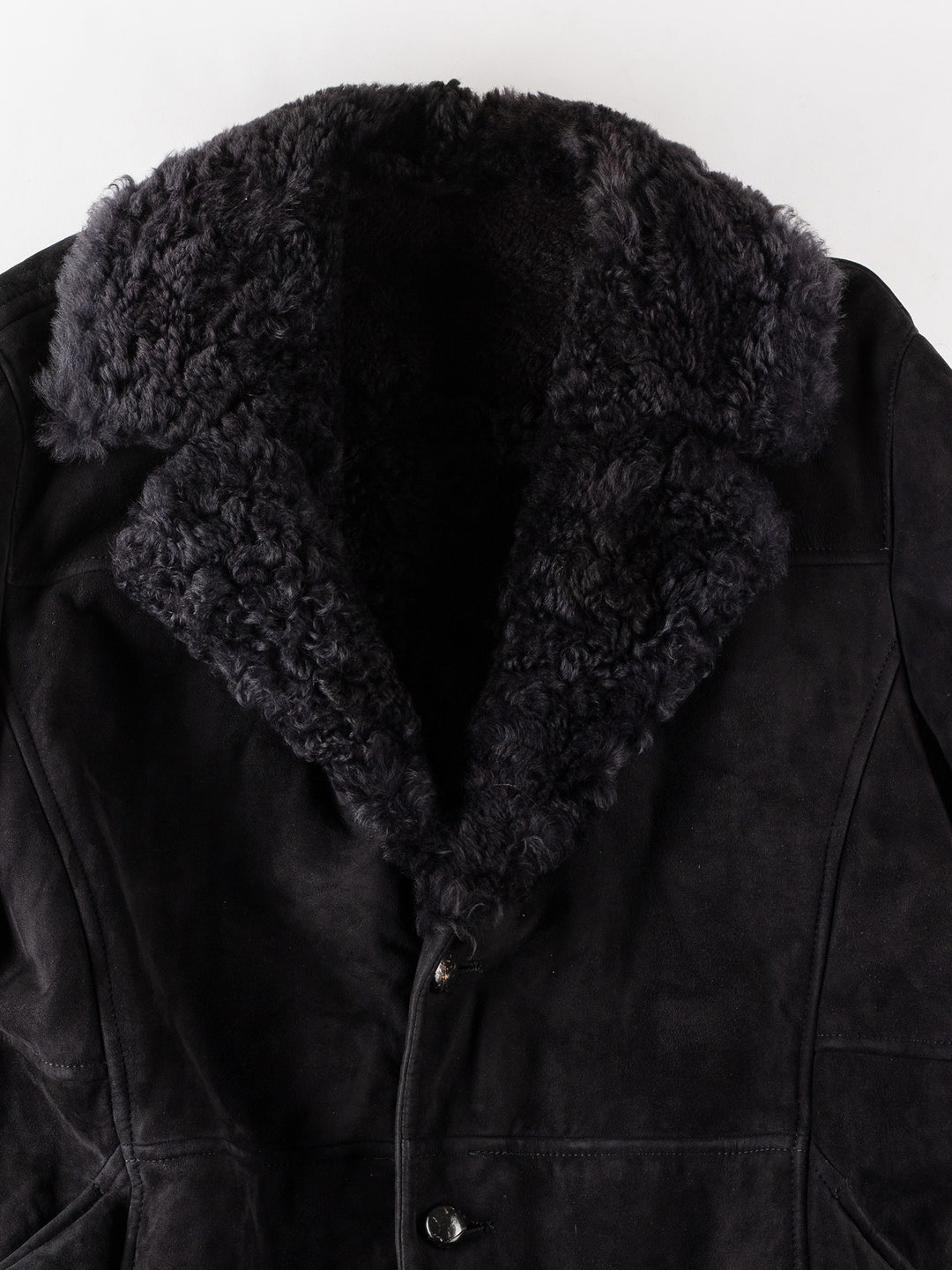 Vintage 80's Men Sheepskin Coat in BlackVN353