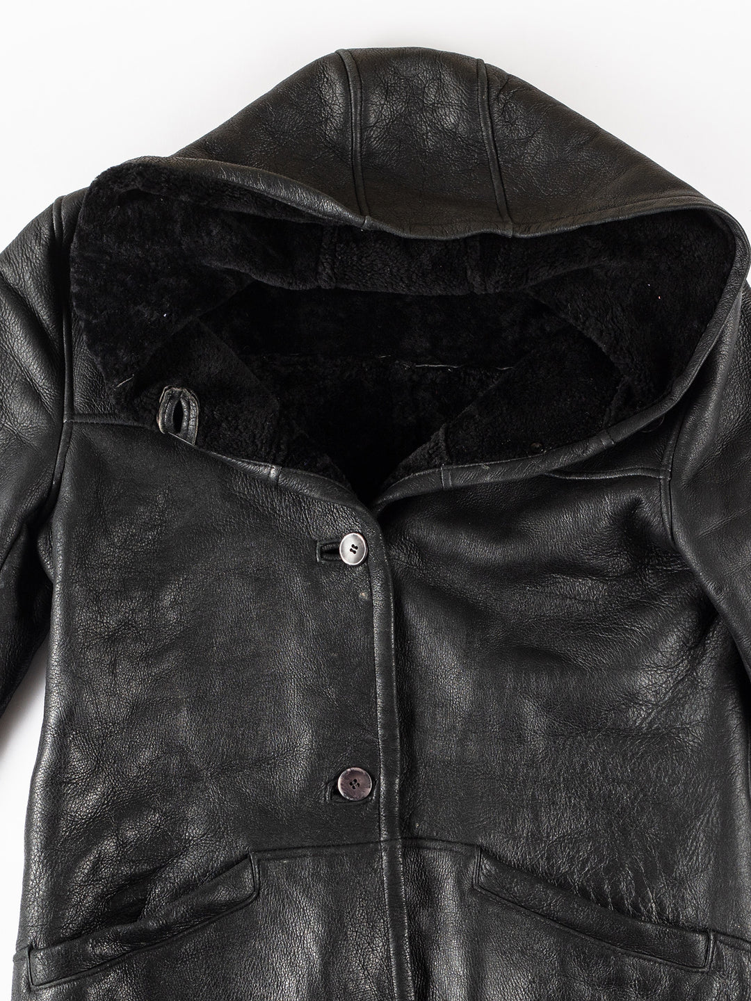 Vintage 80's Women Sheepskin Coat in BlackMN321