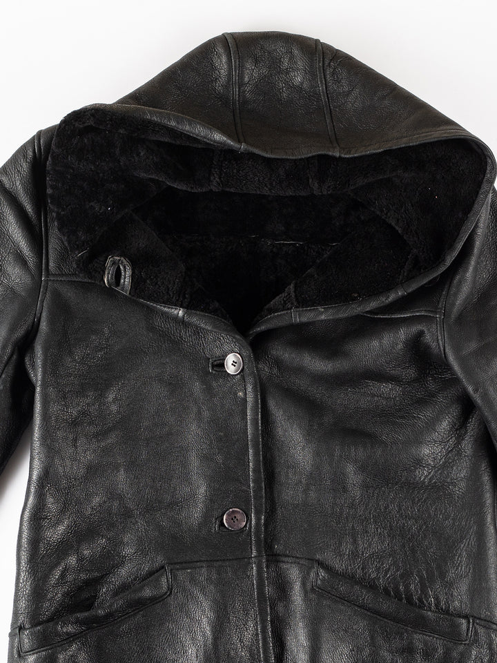Vintage 80's Women Sheepskin Coat in BlackMN321