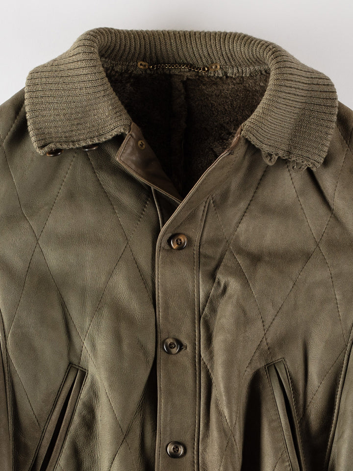 Vintage 80's Men Sheepskin Jacket in GreenVN540