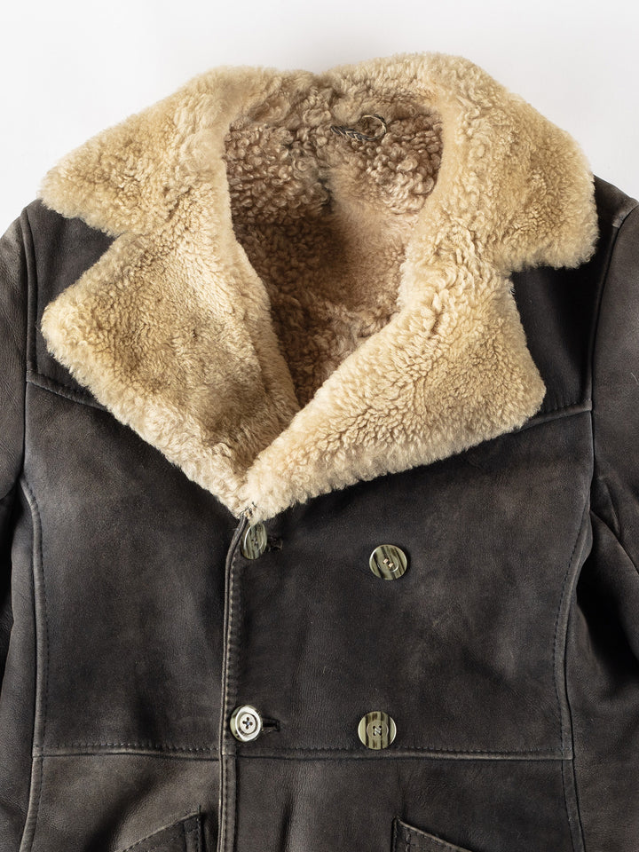 Vintage 70's Men Sheepskin Coat in GrayVN397