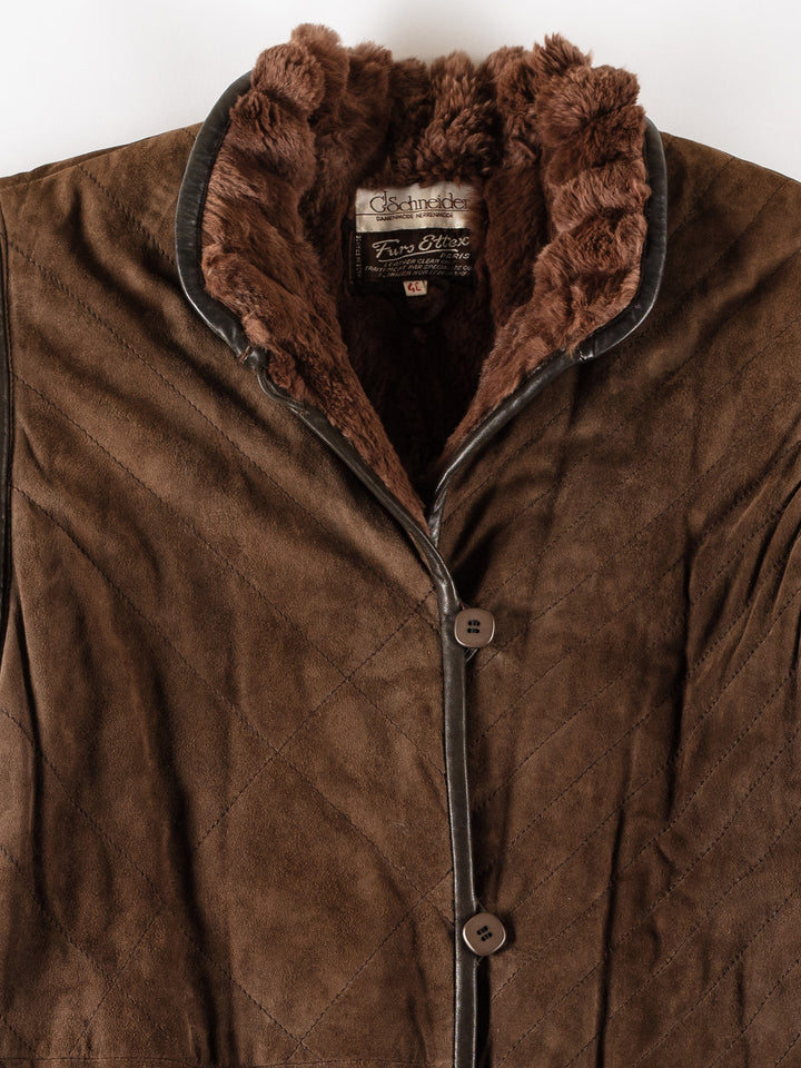 Vintage 90's Women Sheepskin Coat in BrownMN777