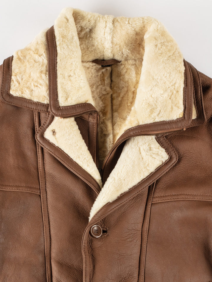 Vintage 80's Men Sheepskin Coat in BrownVN568