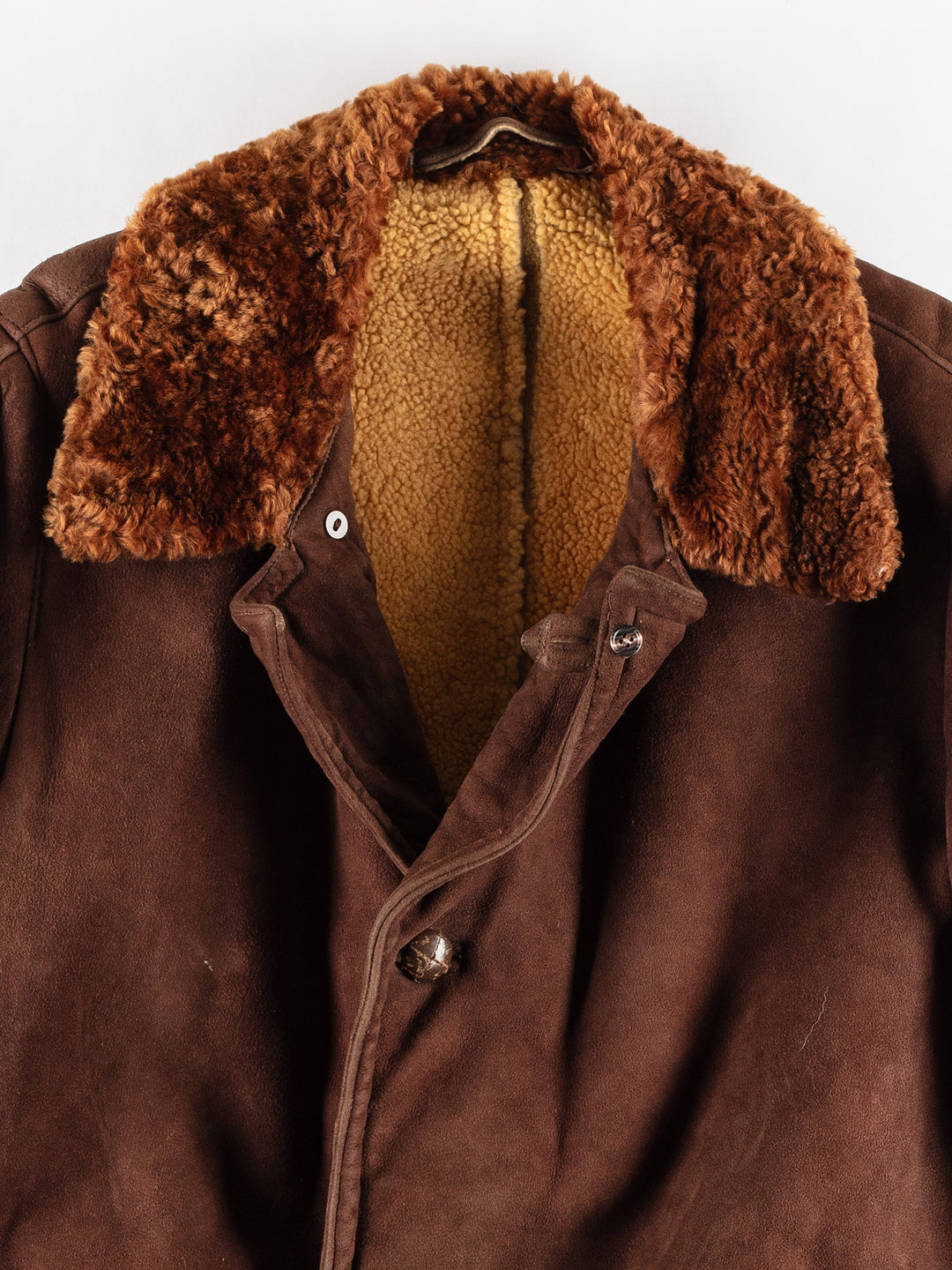 Vintage 80's Men Sheepskin Coat in BrownVN434