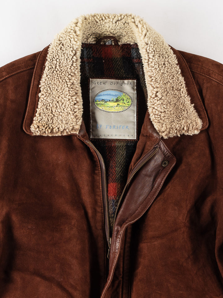 Vintage 80's Men Suede Coat in BrownVN364