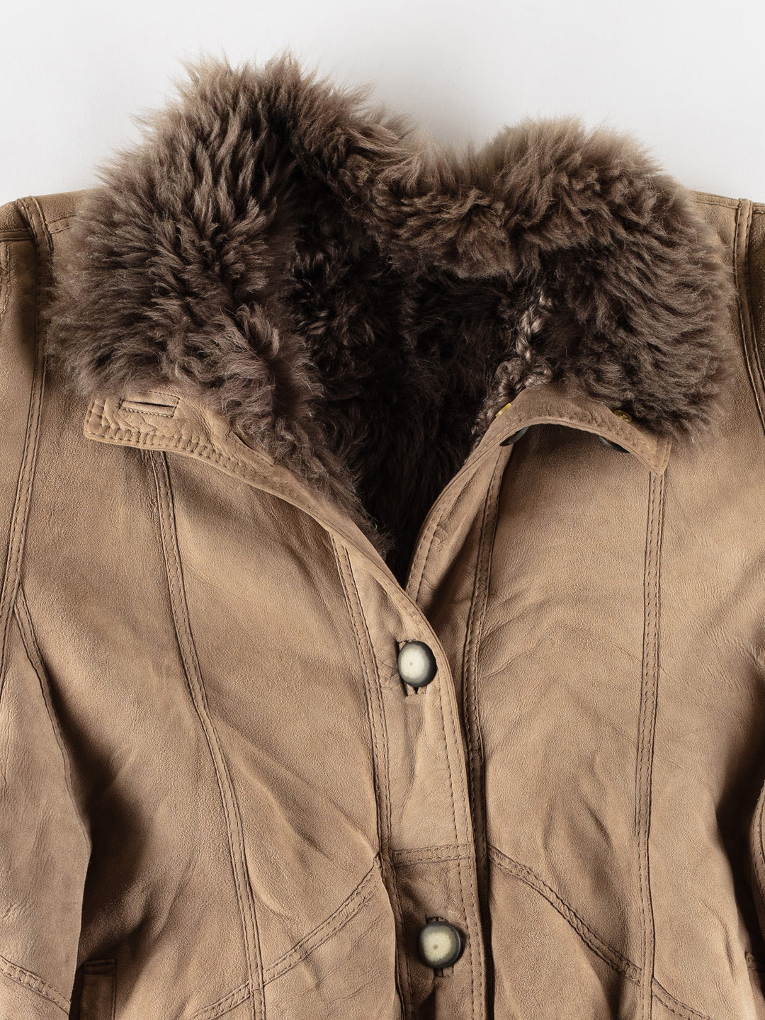 Vintage 80's Women Sheepskin Coat in BeigeMN799